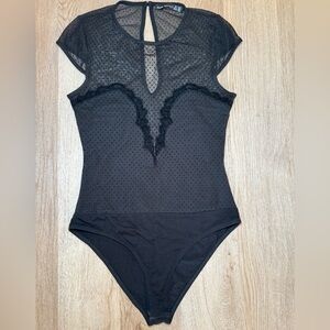 Bershka Black Lace Detail Bodysuit